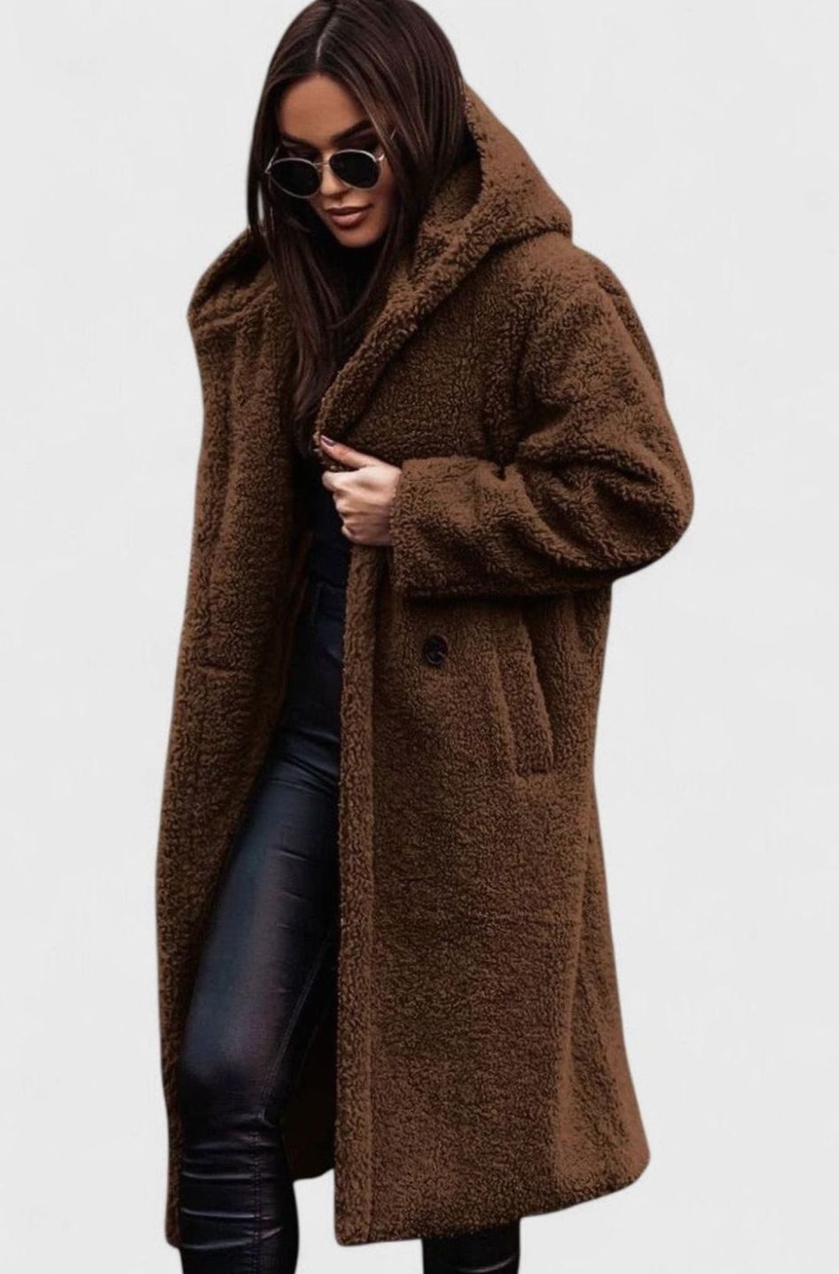 Women's Oversized Teddy Faux Fur Longline Coat