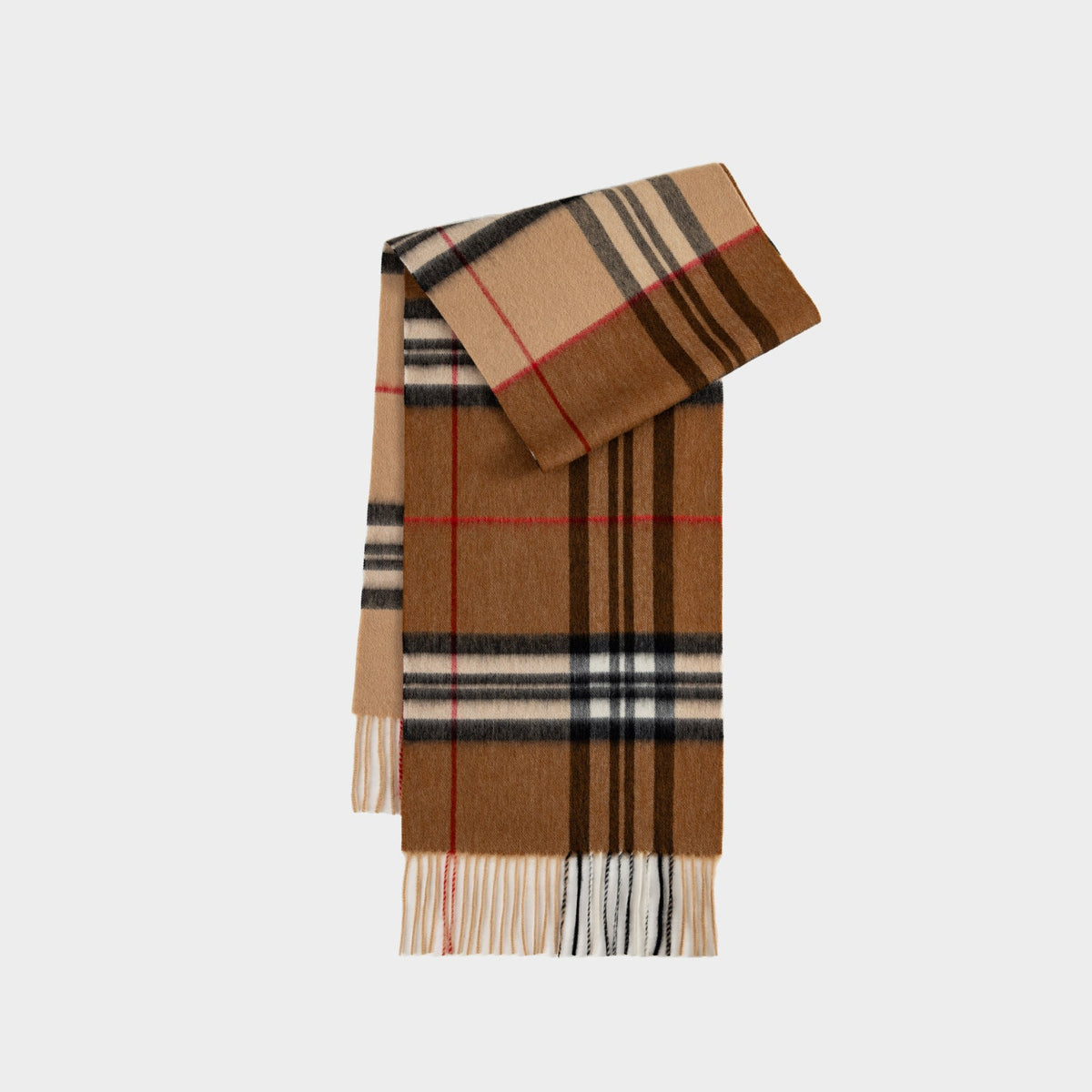 Women's Long Check Scarf with Fringe