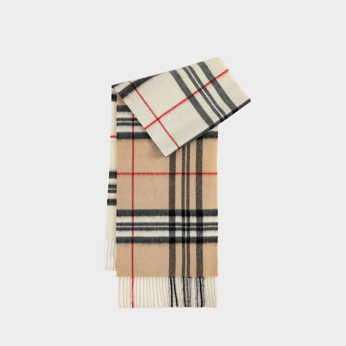Women's Long Check Scarf with Fringe