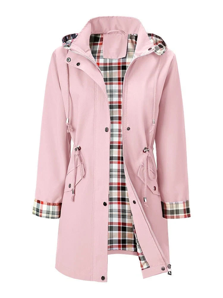 Women's Hooded Parka Jacket with Plaid Lining