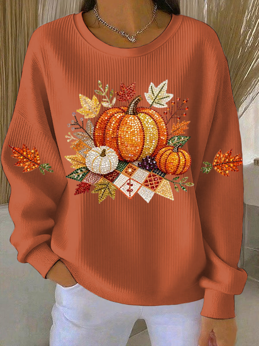 Women's Pumpkin Graphic Crew Neck Autumn Sweatshirt