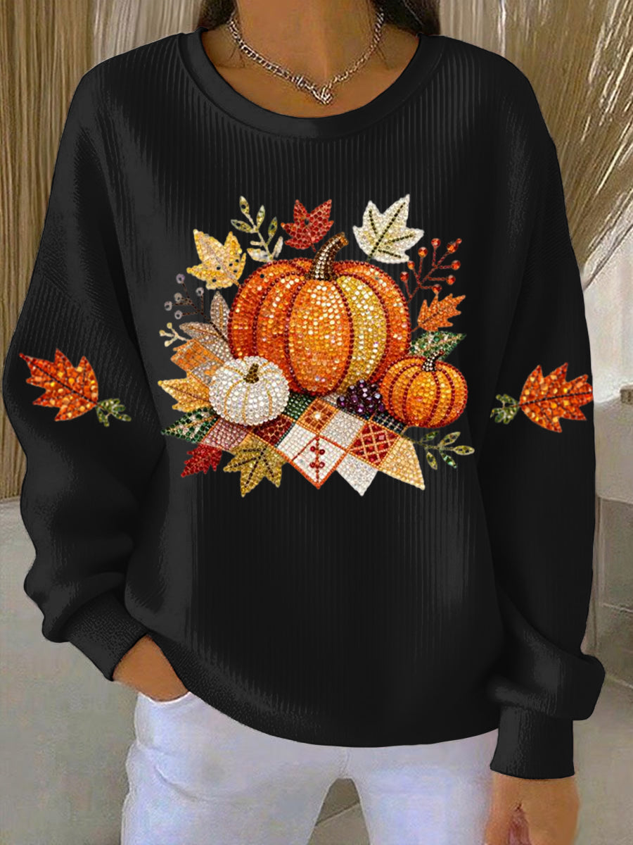 Women's Pumpkin Graphic Crew Neck Autumn Sweatshirt