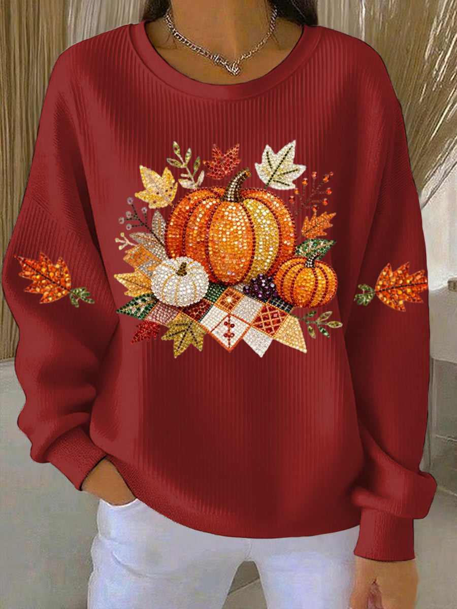 Women's Pumpkin Graphic Crew Neck Autumn Sweatshirt