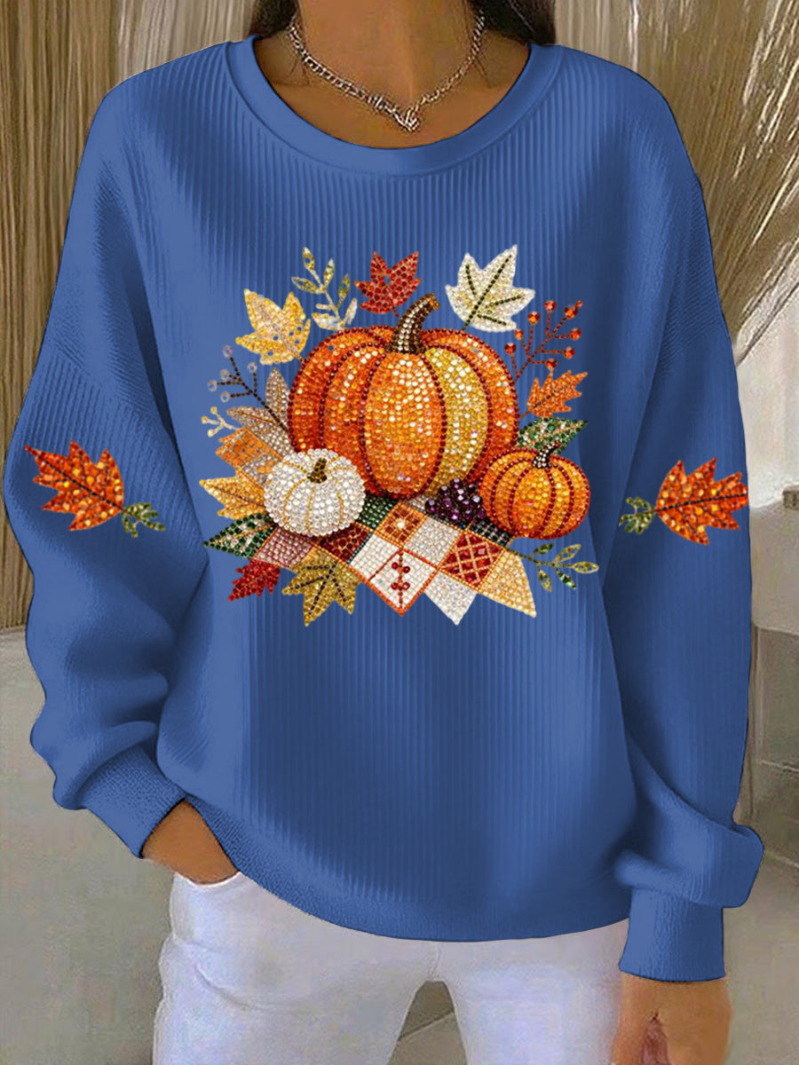 Women's Pumpkin Graphic Crew Neck Autumn Sweatshirt