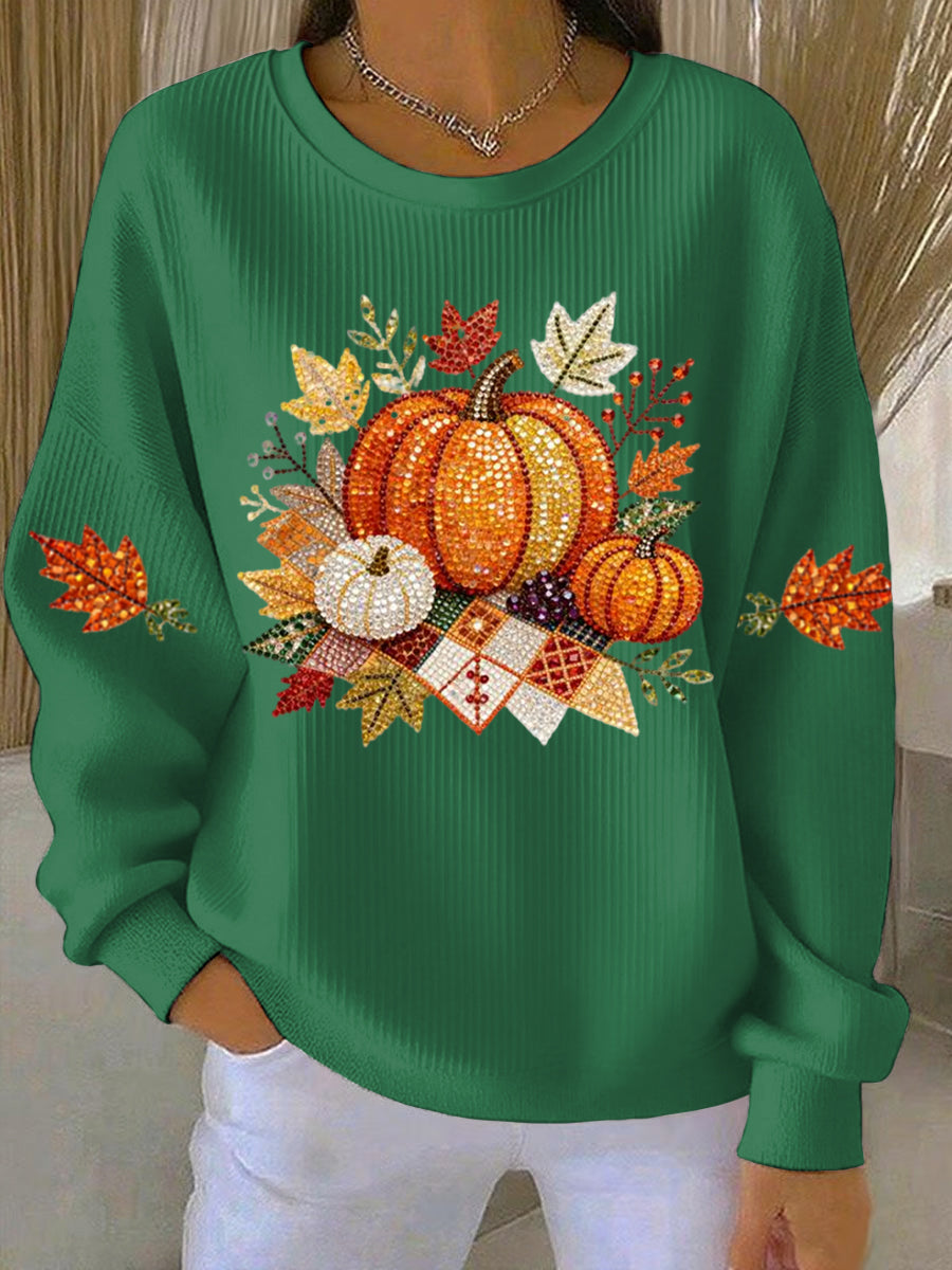 Women's Pumpkin Graphic Crew Neck Autumn Sweatshirt