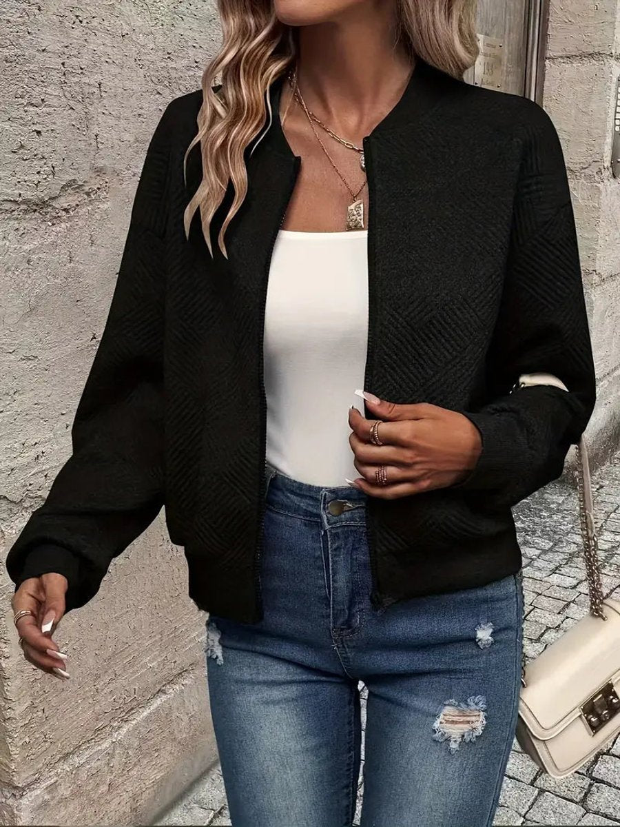 Women's Quilted Cropped Zip-Up Bomber Jacket