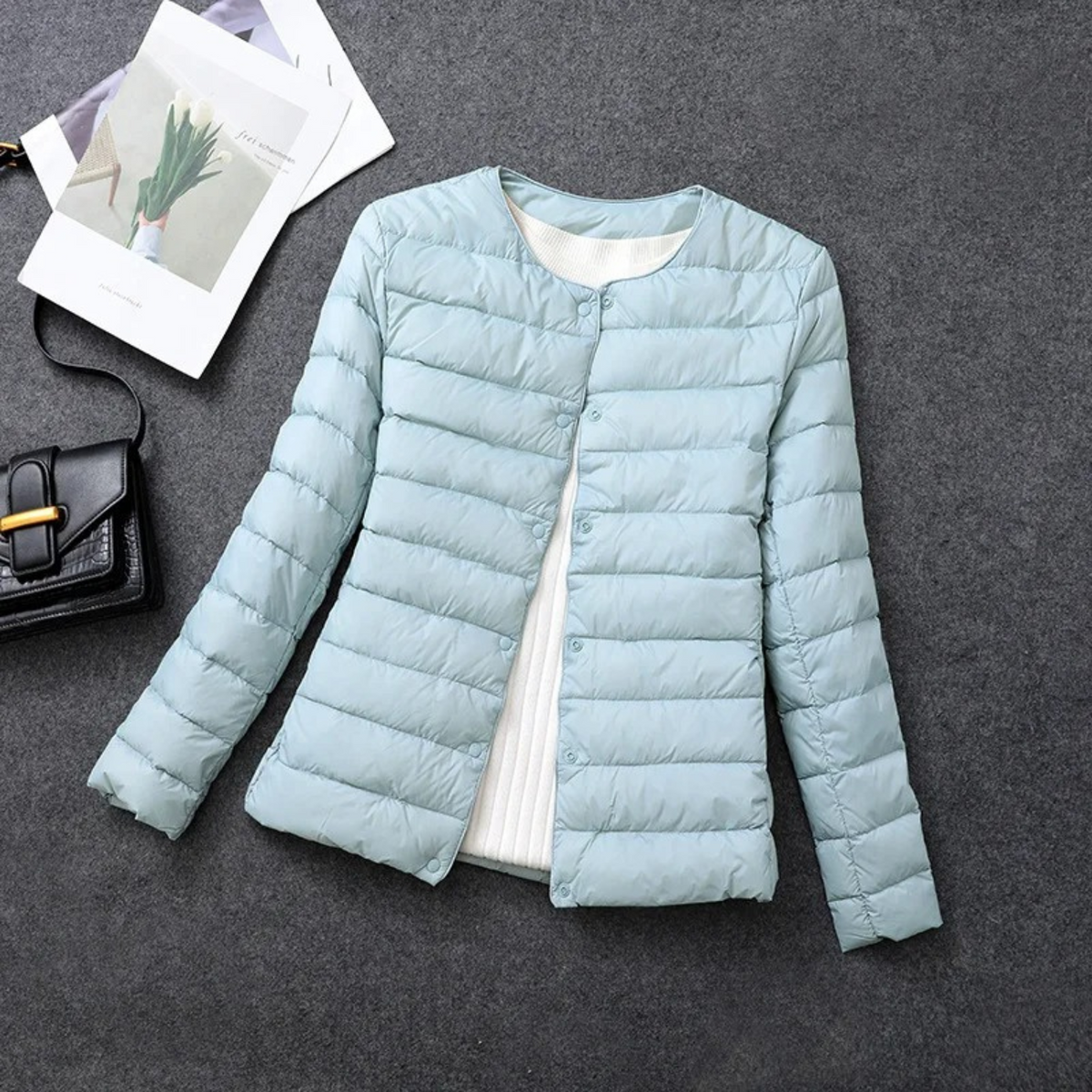 Women's Lightweight Collarless Quilted Puffer Jacket