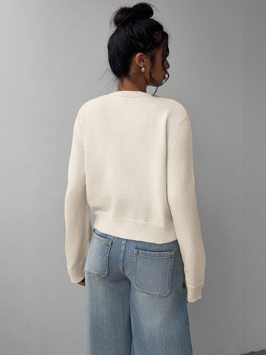 Women's Ribbed Cropped Button Cardigan