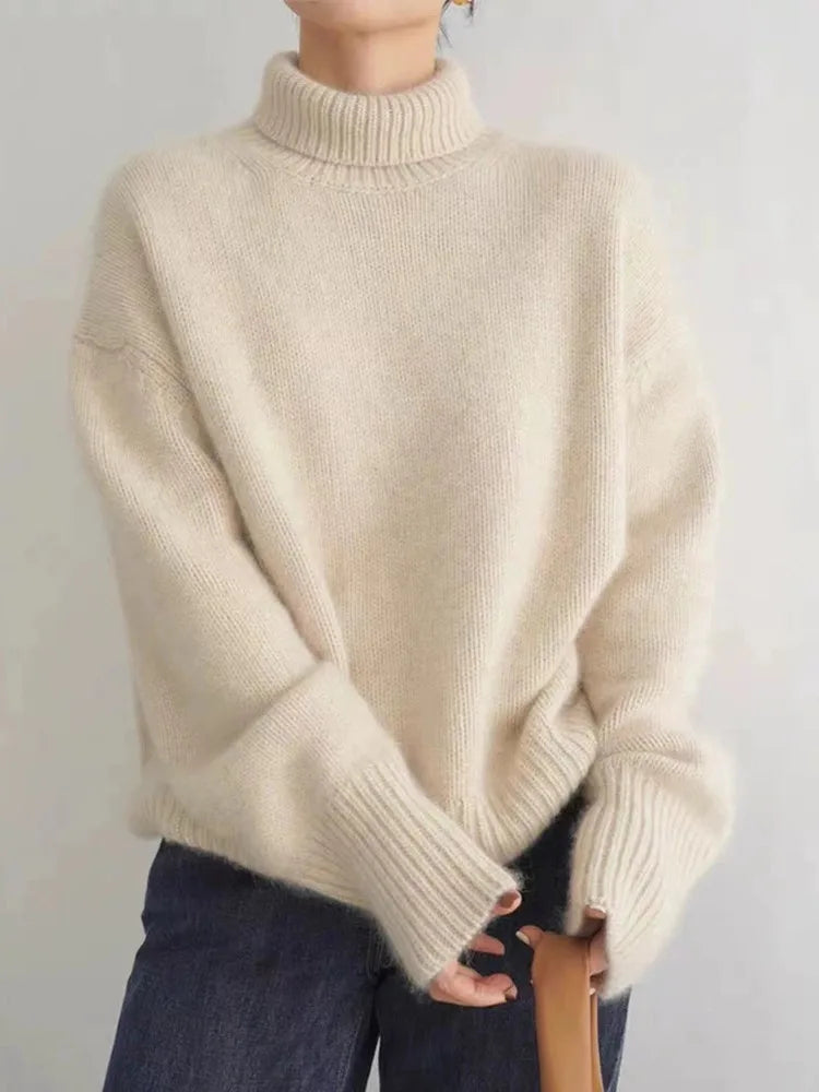 Women's Oversized Ribbed Roll Neck Jumper