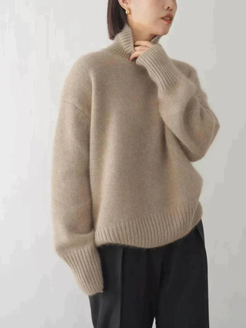 Women's Oversized Ribbed Roll Neck Jumper