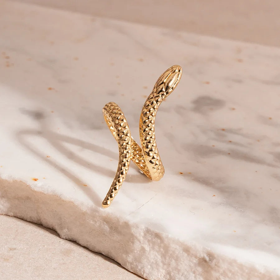 Women's Serpent Cuff Bracelet and Ring Set