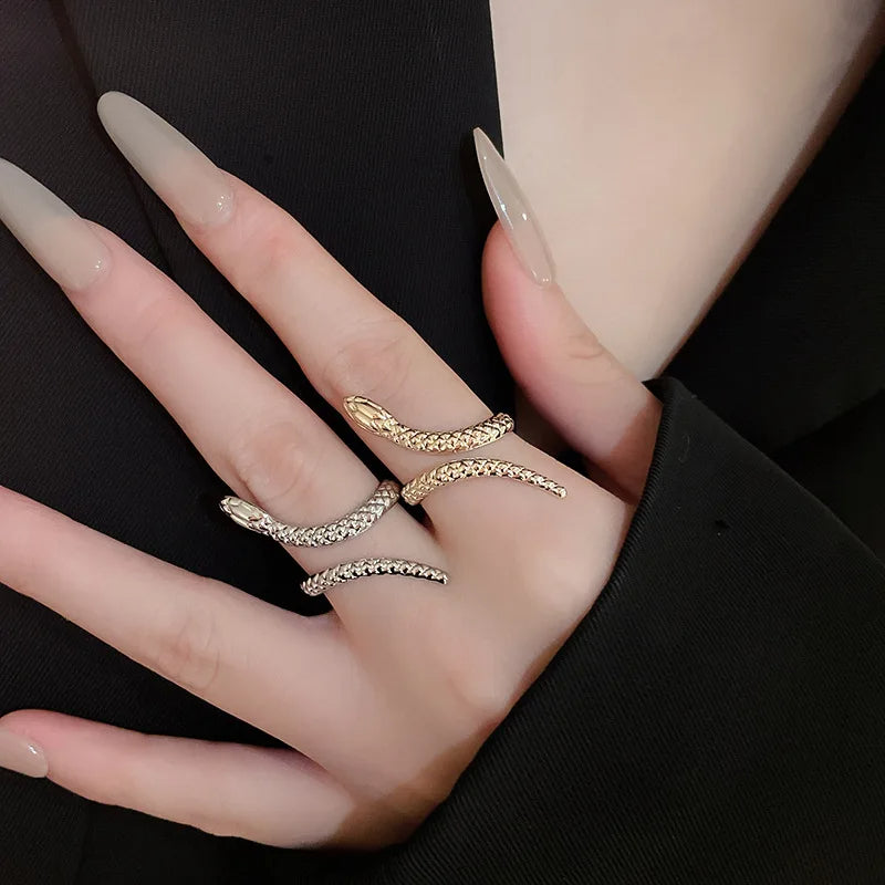 Women's Serpent Cuff Bracelet and Ring Set