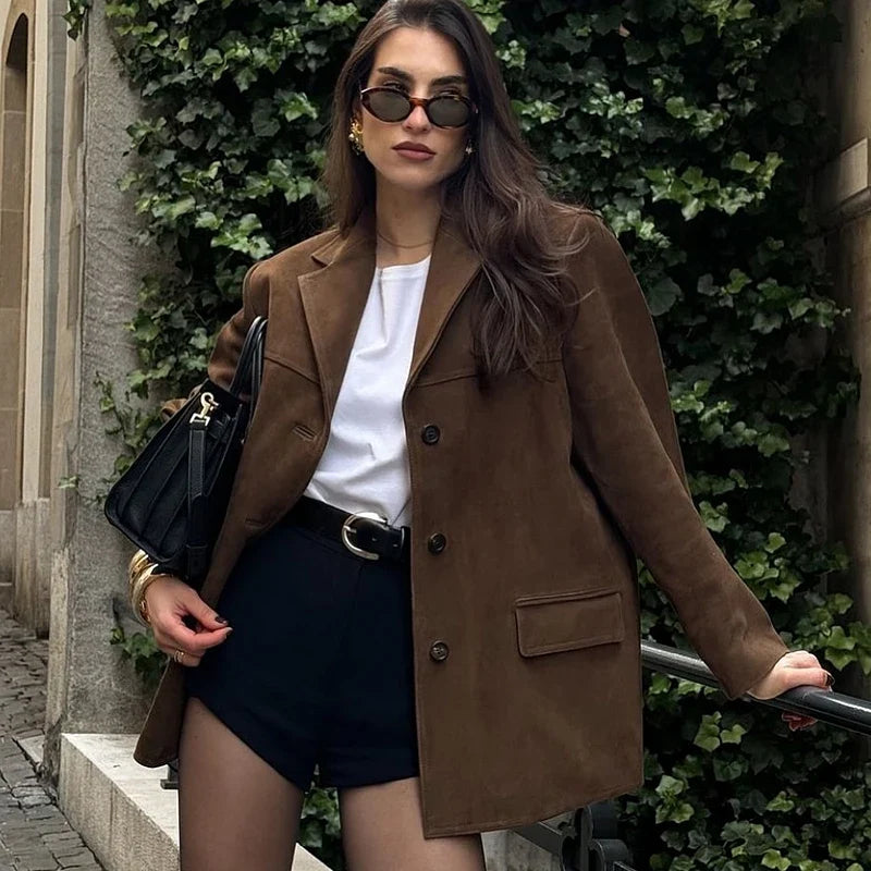 Women's Single-Breasted Notched Lapel Blazer