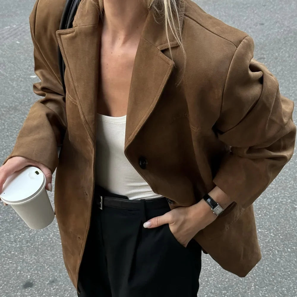 Women's Single-Breasted Notched Lapel Blazer