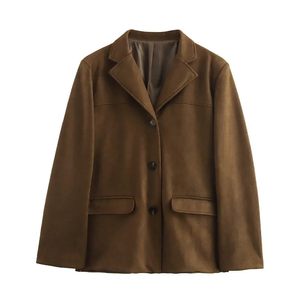 Women's Single-Breasted Notched Lapel Blazer