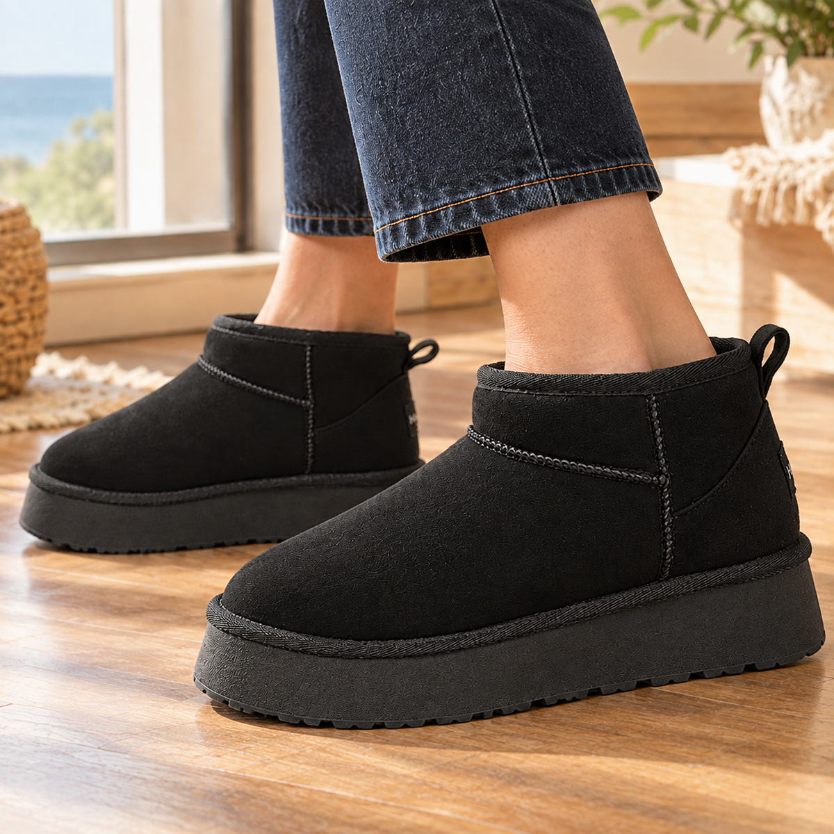 Women's Faux Suede Platform Mini Ankle Boots