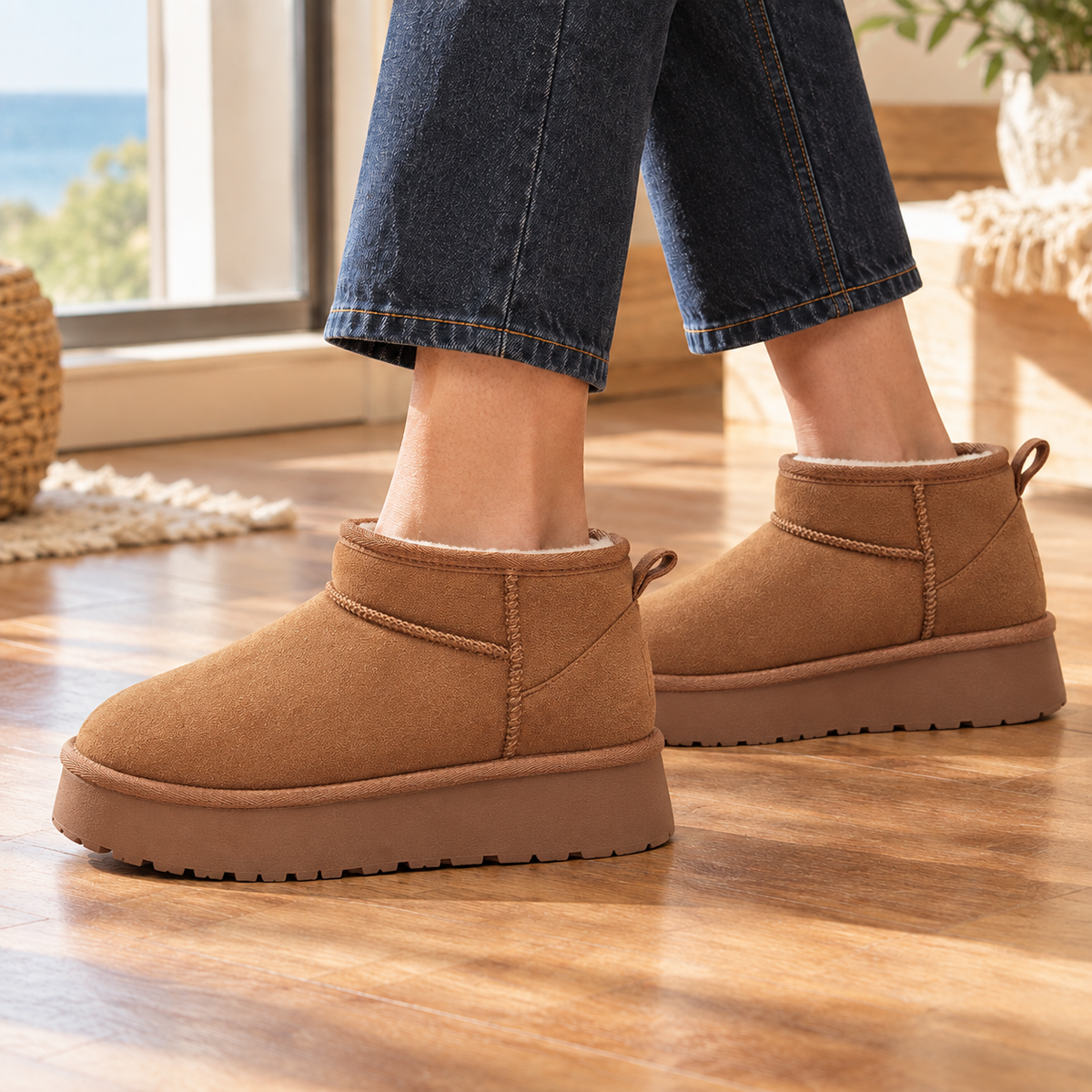 Women's Faux Suede Platform Mini Ankle Boots