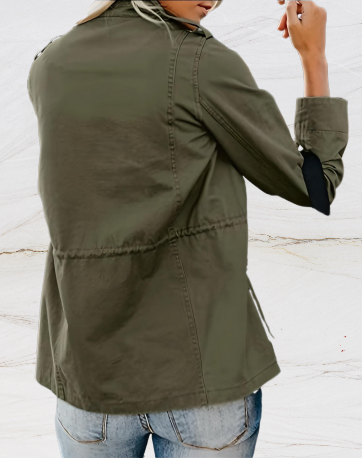 Women's Stand Collar Utility Jacket with Pockets