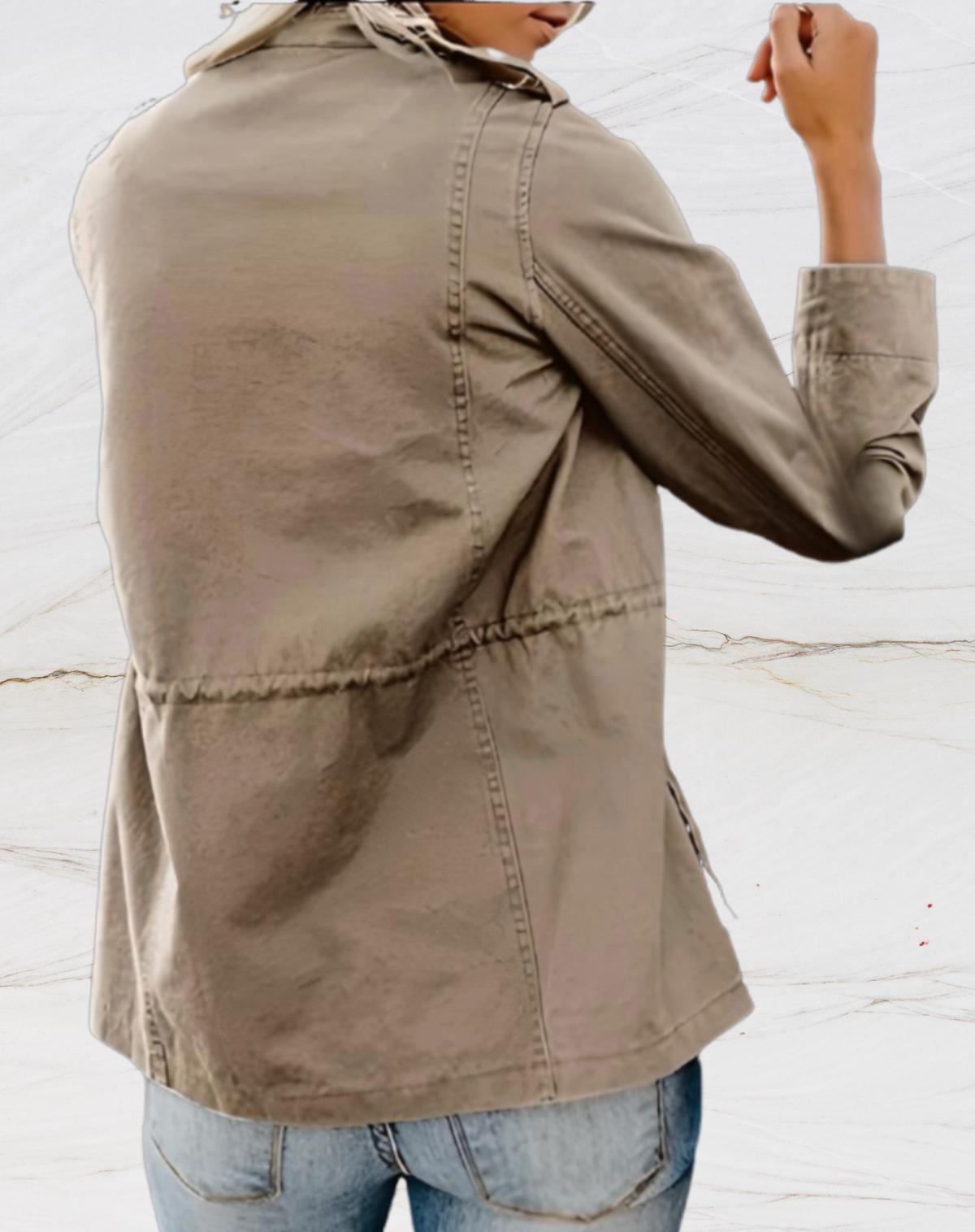 Women's Stand Collar Utility Jacket with Pockets