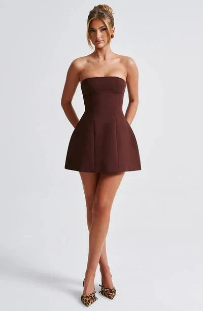 Women's Strapless Bubble Hem Mini Dress