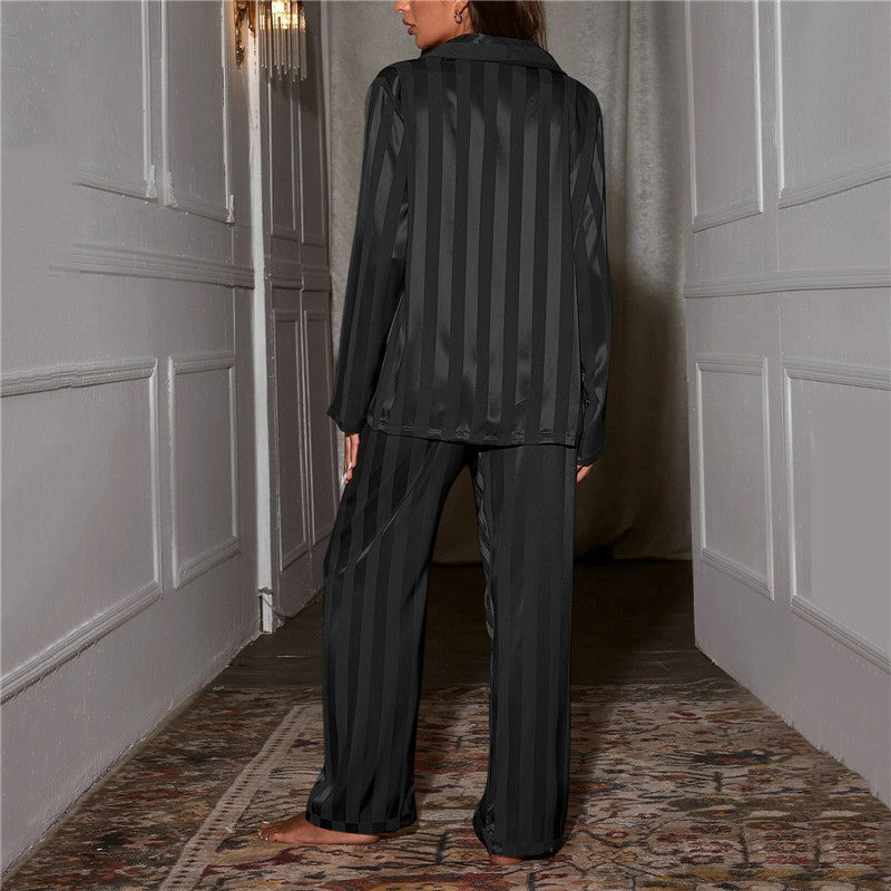 Women's Striped Button-Up Long Sleeve Pyjama Set