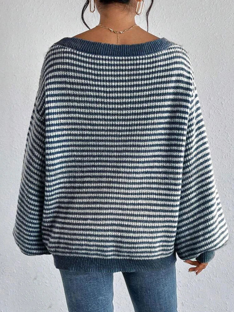 Women's Striped Off-Shoulder Knit Jumper