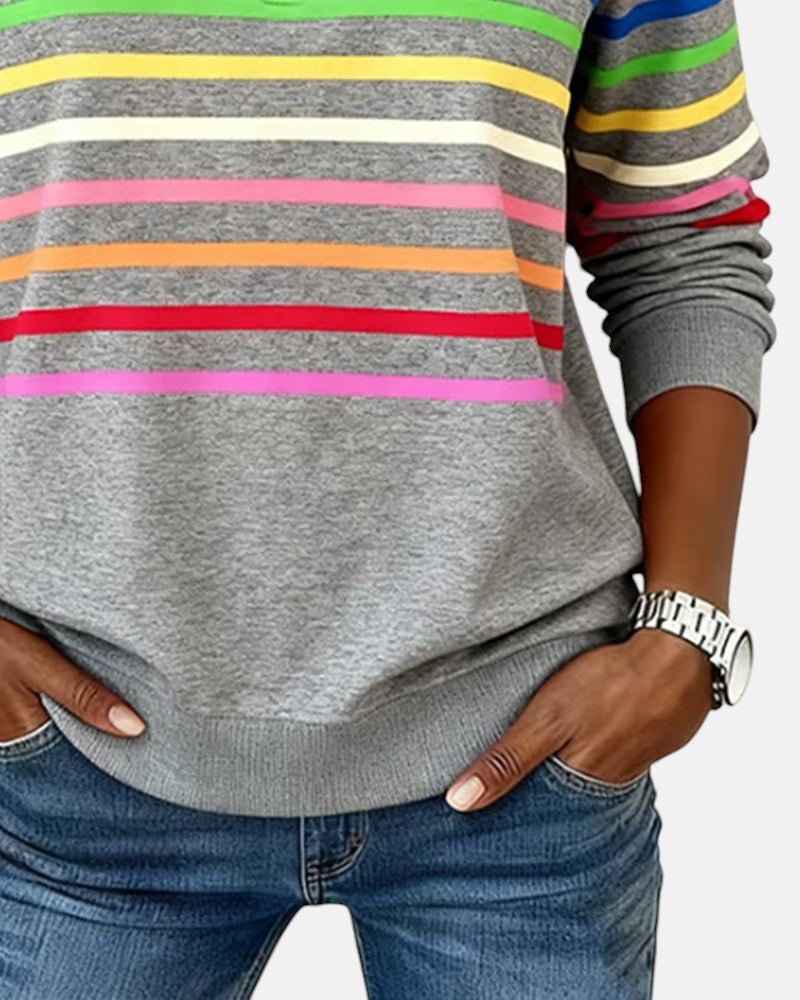 Women's Rainbow Stripe Quarter-Zip Sweatshirt