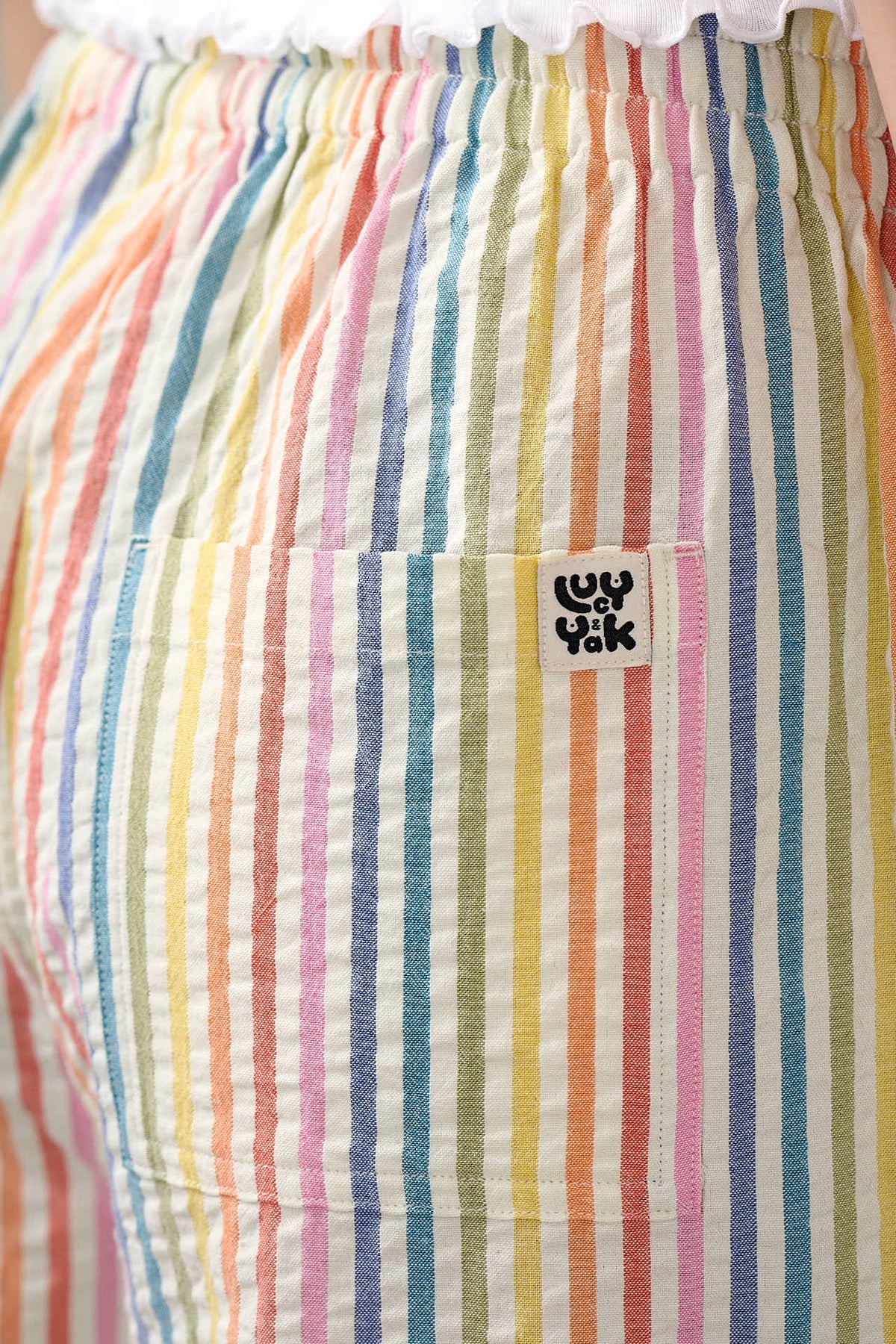 Women's Rainbow Stripe Cropped Wide-Leg Trousers