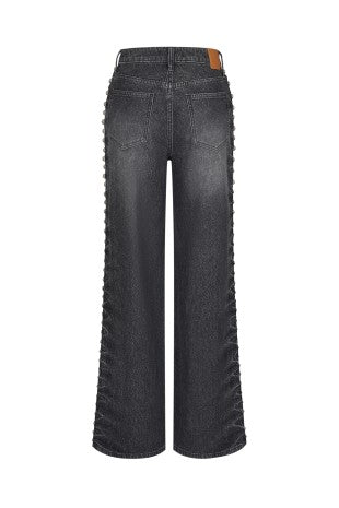 Women's Studded Wide-Leg Jeans in Black