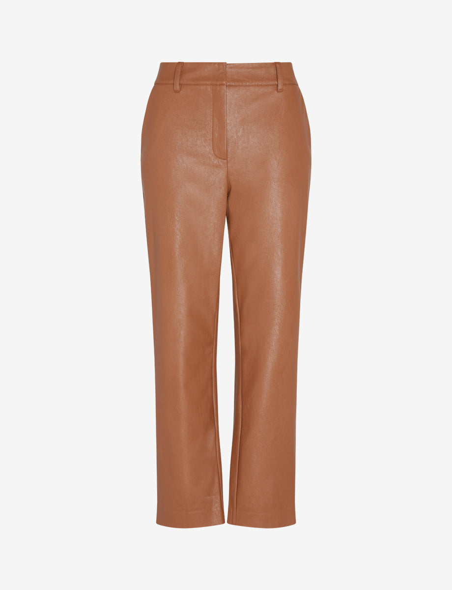 Women's Tapered Cropped Faux Leather Ankle Trousers