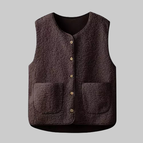 Women's Sherpa Sleeveless Cardigan with Pockets