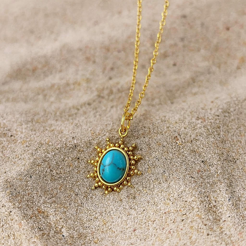 Women's Turquoise Sunburst Pendant Necklace