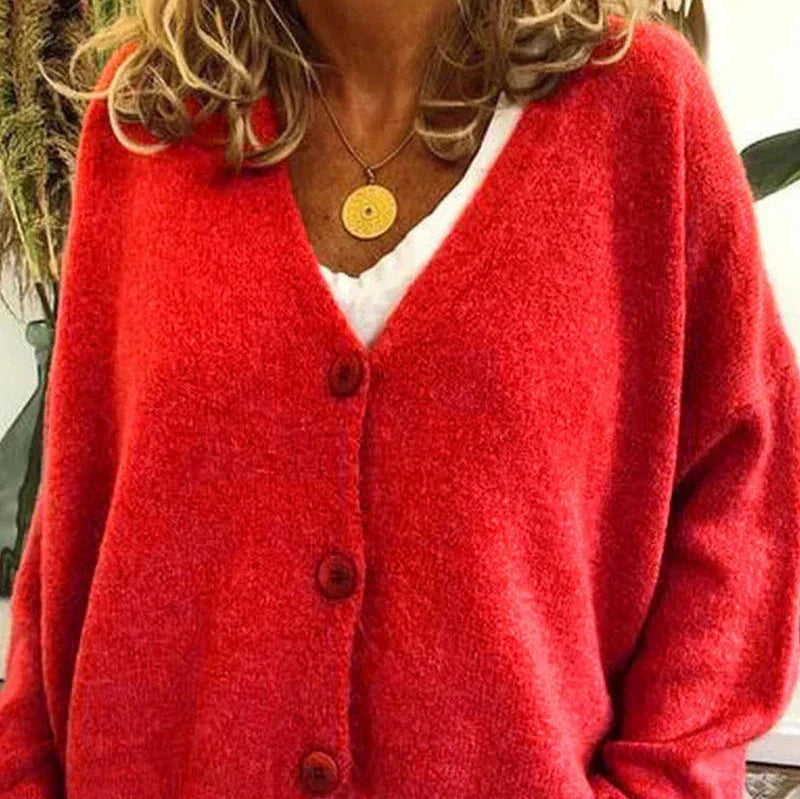 Women's V-Neck Button Knit Cardigan