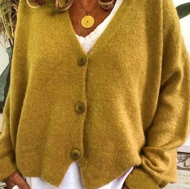 Women's V-Neck Button Knit Cardigan