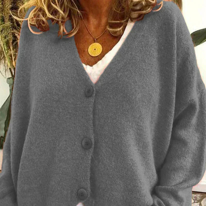 Women's V-Neck Button Knit Cardigan