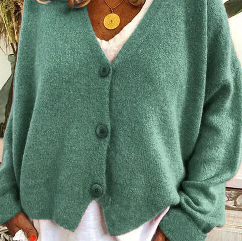 Women's V-Neck Button Knit Cardigan