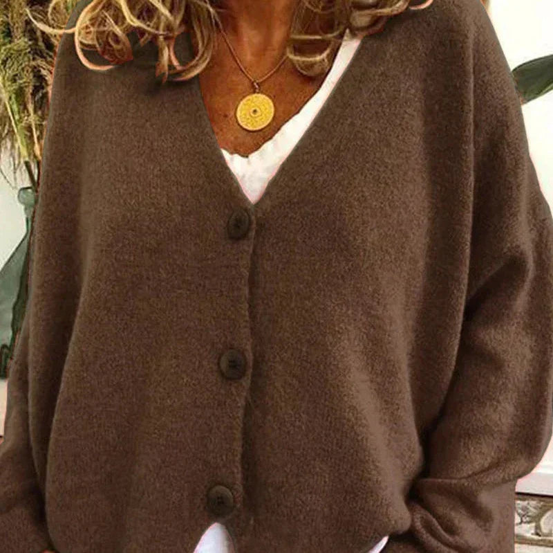Women's V-Neck Button Knit Cardigan