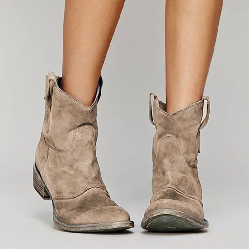 Women's Western Faux Suede Slouch Ankle Boots