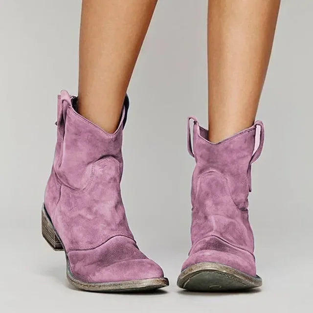 Women's Western Faux Suede Slouch Ankle Boots