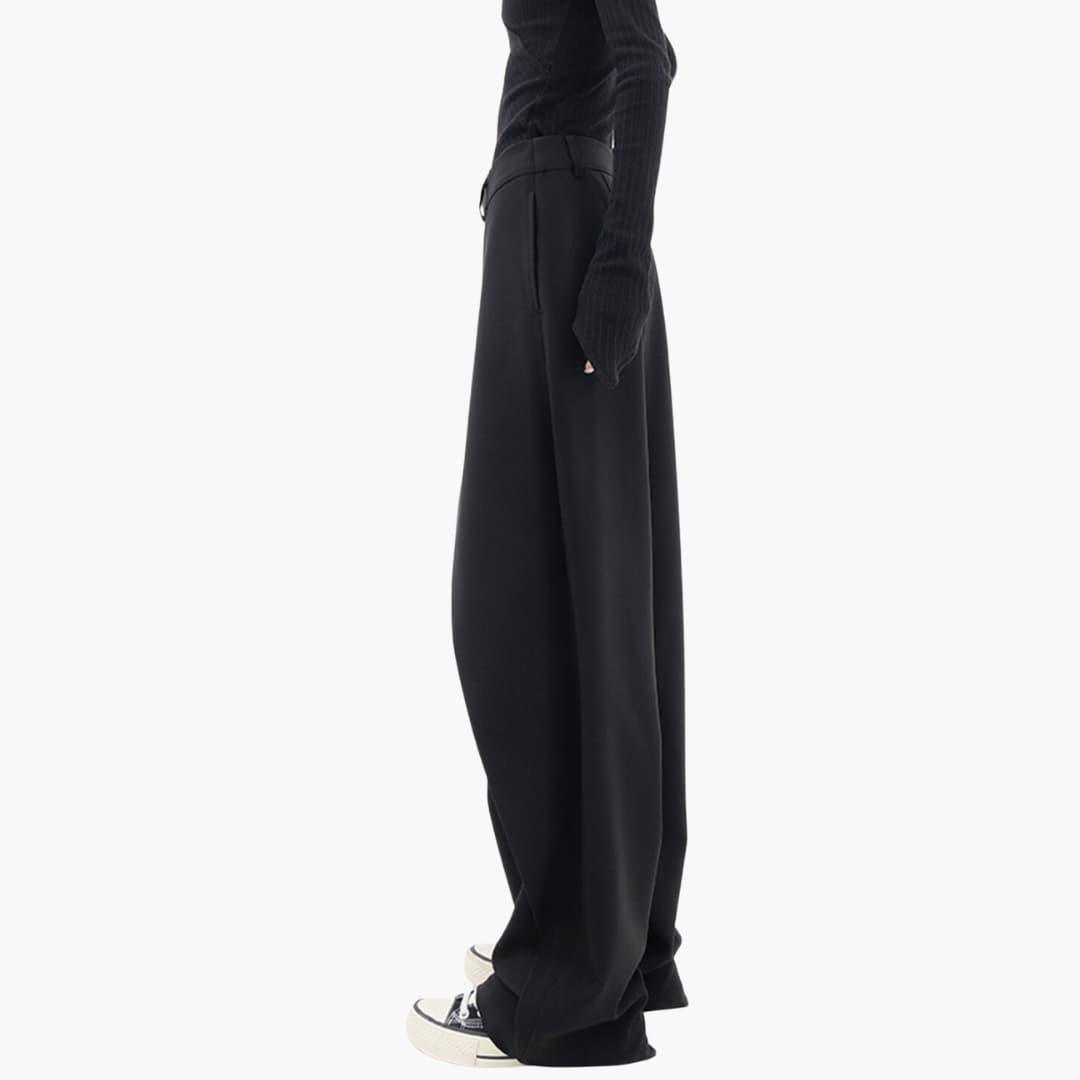 Women's Loose Fit Wide-Leg Trousers with Overlap Front