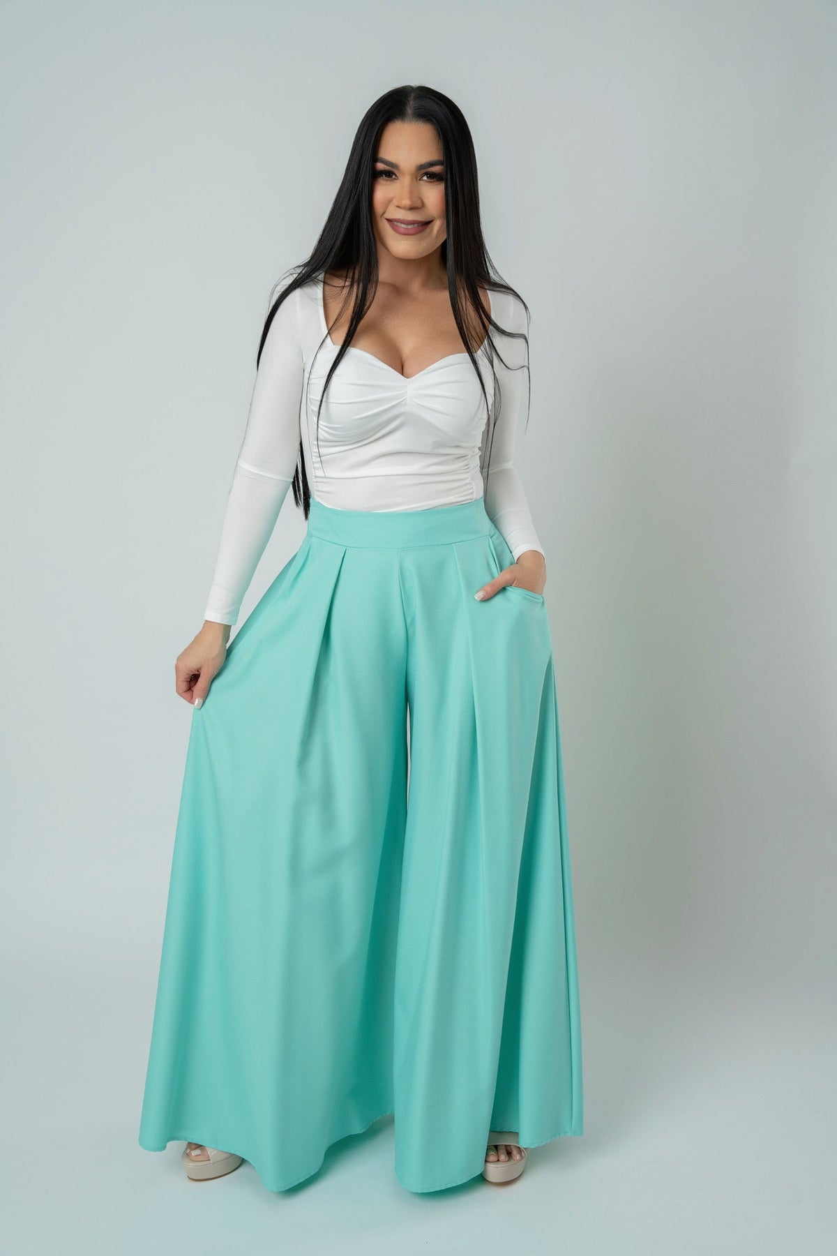 Women's Wide-Leg Palazzo Trousers with Pockets