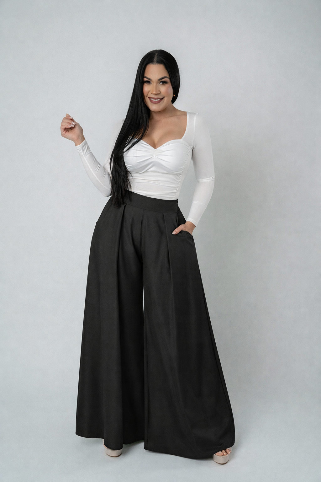 Women's Wide-Leg Palazzo Trousers with Pockets