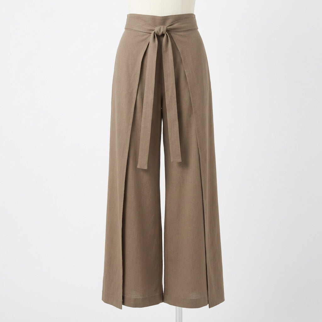 Women's Wide-Leg Tie Waist Wrap Trousers