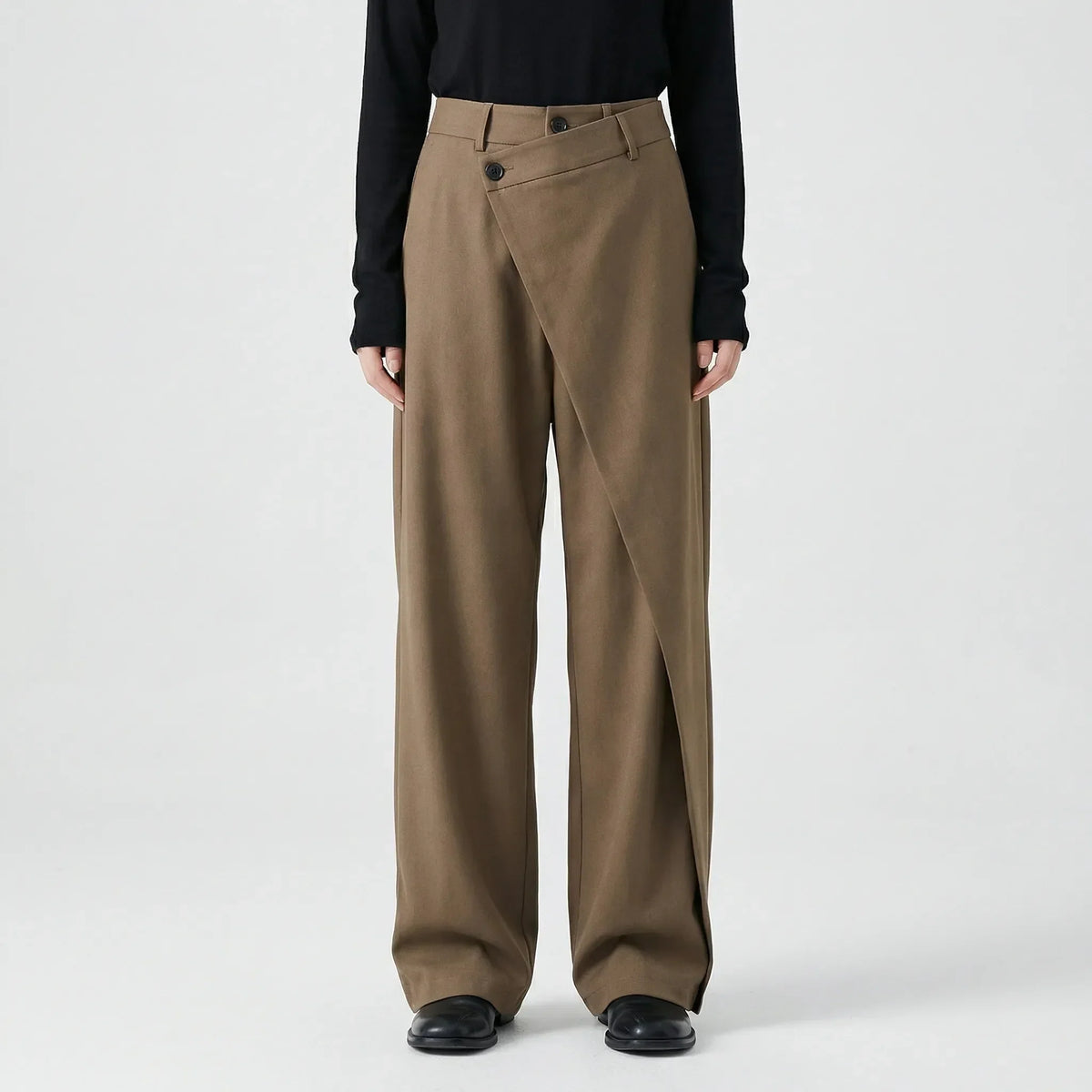 Women's Wrap Front Tailored Wide-Leg Trousers