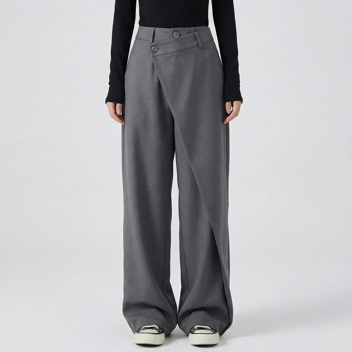 Women's Wrap Front Tailored Wide-Leg Trousers