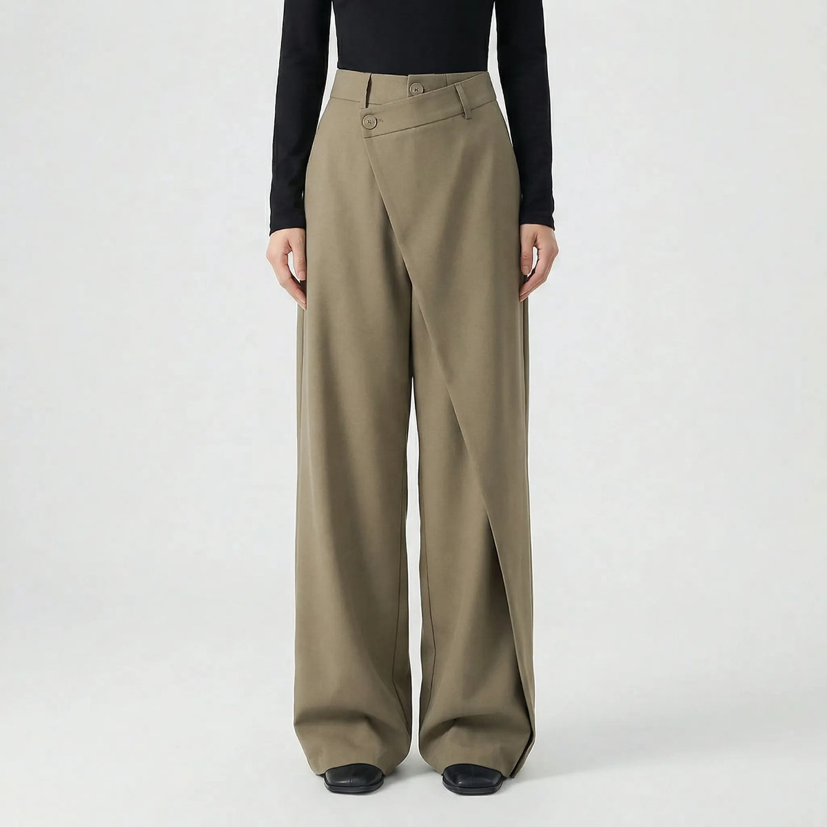 Women's Wrap Front Tailored Wide-Leg Trousers