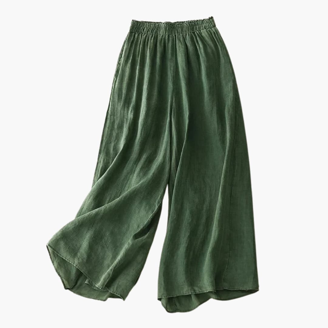 Women's Elasticated Waist Wide-Leg Culotte Trousers