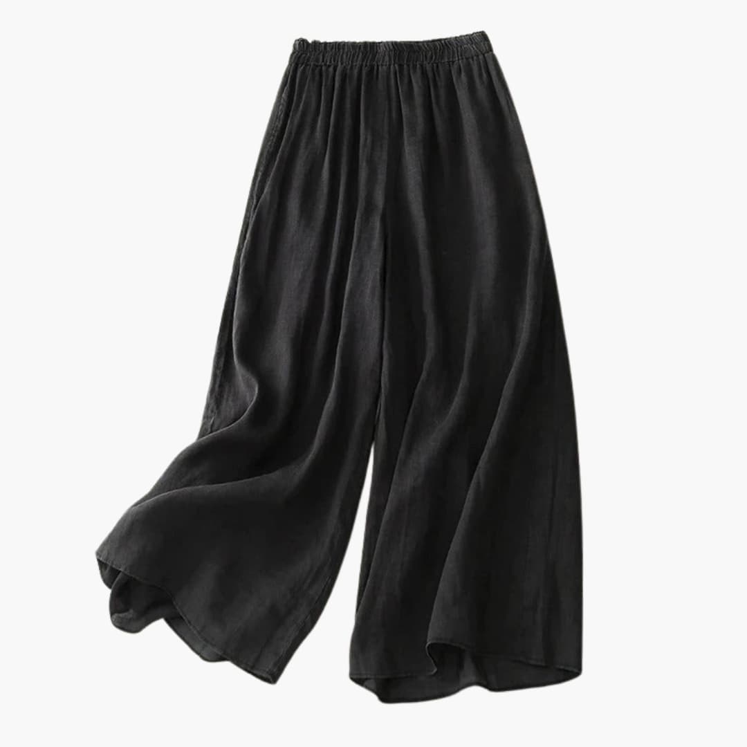 Women's Elasticated Waist Wide-Leg Culotte Trousers