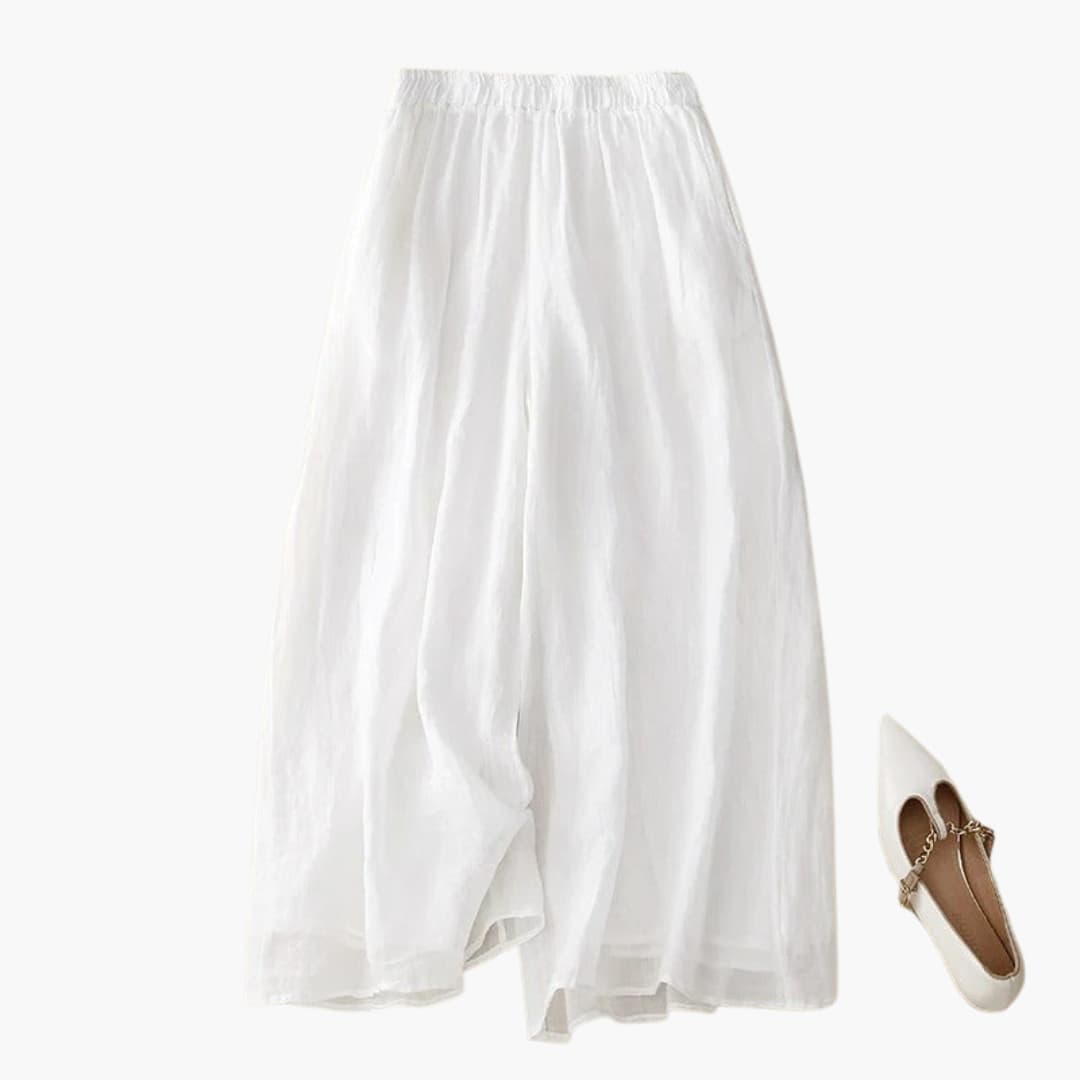Women's Elasticated Waist Wide-Leg Culotte Trousers