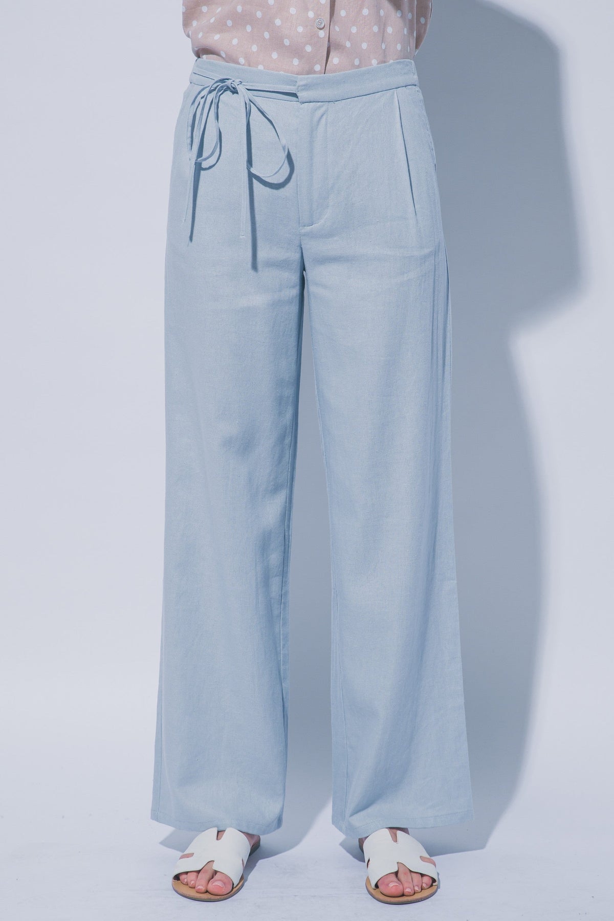 Women's Wide-Leg Trousers With Tie Belt